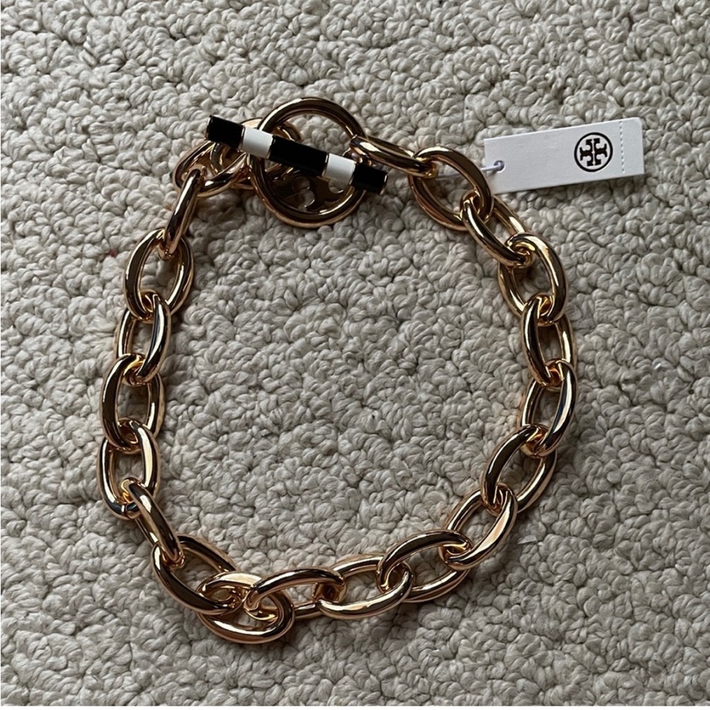 Tory Burch Miller Short Toggle Gold Tone Necklace
